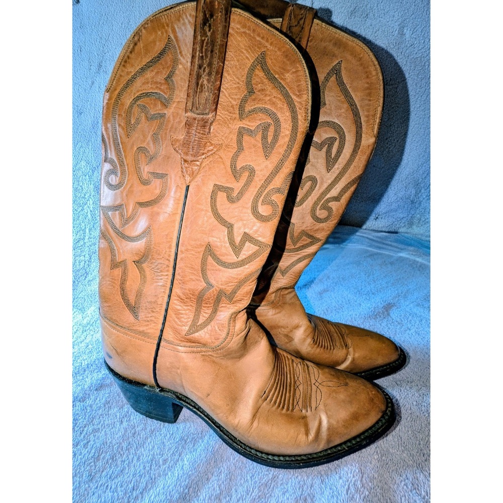 Lucchese Pre-Classic Vintage Leather Women's Brown Cowboy Boho Boots Size 7B